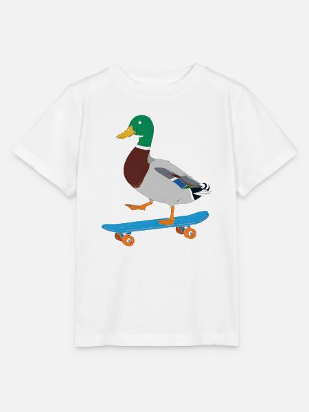 Ente auf dem Skateboard - Stanley/Stella Kinder T-Shirt MINI CREATOR - Weiß