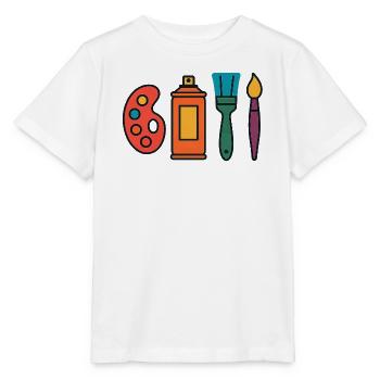 Künstlerisches Malset Palette Sprayer Pinsel - Stanley/Stella Kinder T-Shirt MINI CREATOR  - Weiß - Vorne - Maike (125cm)