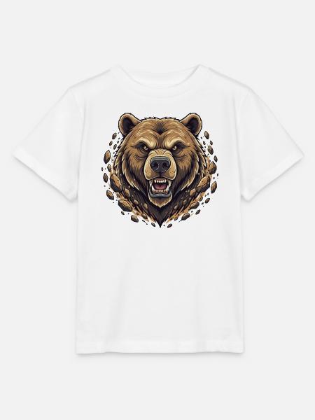 Wütiger Bergbär im Felsbruch - Stanley/Stella Kinder T-Shirt MINI CREATOR  - Weiß