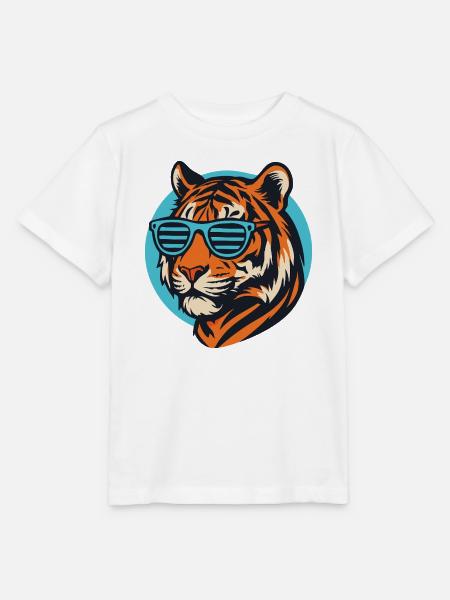 Tiger mit Sonnenbrille Pop Art - Stanley/Stella Kinder T-Shirt MINI CREATOR - Weiß