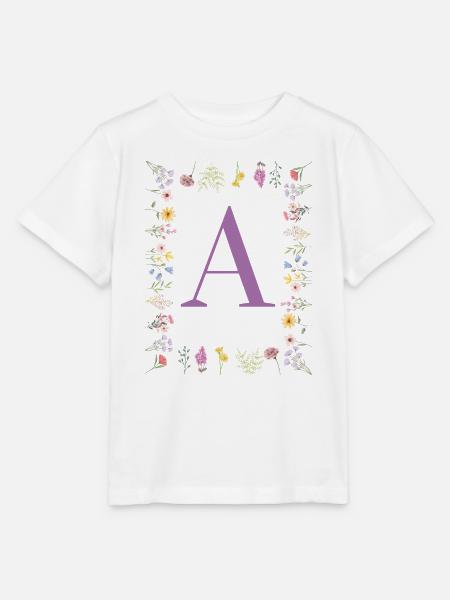 Floral Initial - Stanley/Stella Kinder T-Shirt MINI CREATOR - Weiß