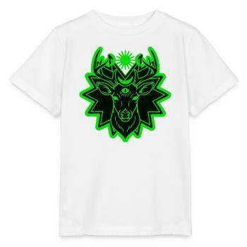 Cerf Mystique : Gardien de la Nature Géométrique - T-shirt bio MINI CREATOR Stanley/Stella Enfant - blanc - Devant - Maike (125cm)