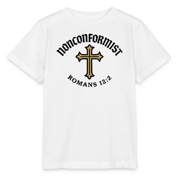 Anticonformiste Chrétien Romains 12:2 Croix d'Or - T-shirt bio MINI CREATOR Stanley/Stella Enfant - blanc - Devant - Maike (125cm)