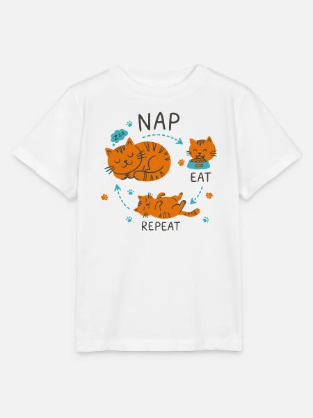 Nap Eat Repeat Katzendesign - Stanley/Stella Kinder T-Shirt MINI CREATOR - Weiß