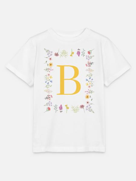 Florale Initialen "B", Buchstaben Monogramm - Stanley/Stella Kinder T-Shirt MINI CREATOR - Weiß
