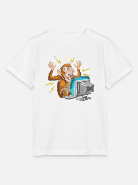 Affen-Computerausbruch - Stanley/Stella Kinder T-Shirt MINI CREATOR - Weiß
