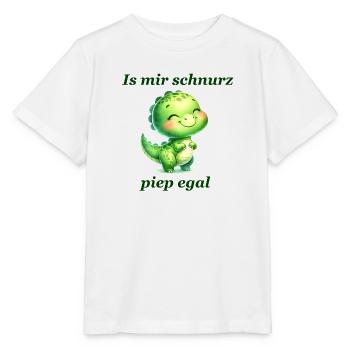 Schnurz piep egal Lustiger Spruch süßer Dino - Stanley/Stella Kinder T-Shirt MINI CREATOR  - Weiß - Vorne - Maike (125cm)