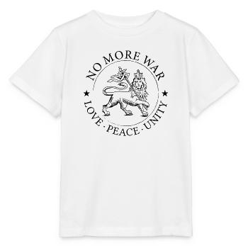 NO MORE WAR – LOVE PEACE UNITY – Lion  - Stanley/Stella Kinder T-Shirt MINI CREATOR  - Weiß - Vorne - Maike (125cm)