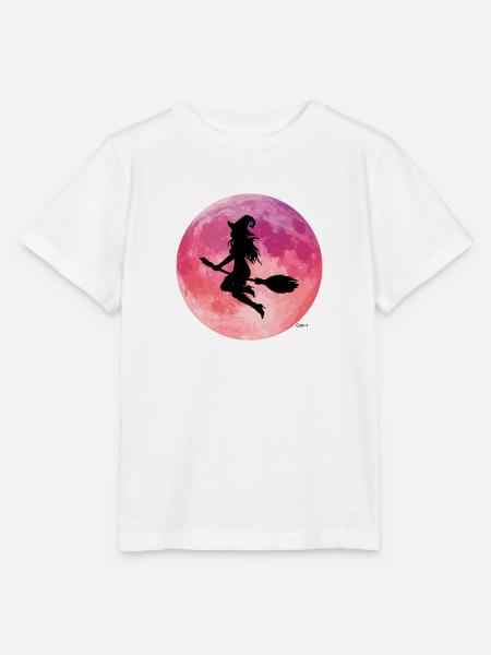 Rosa Mond Nachtflug-Silhouette - Stanley/Stella Kinder T-Shirt MINI CREATOR - Weiß