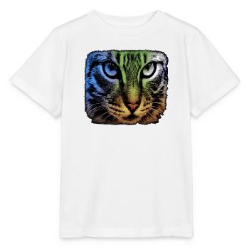 Regenbogenkatze Blick - Stanley/Stella Kinder T-Shirt MINI CREATOR  - Weiß - Vorne - Maike (125cm)