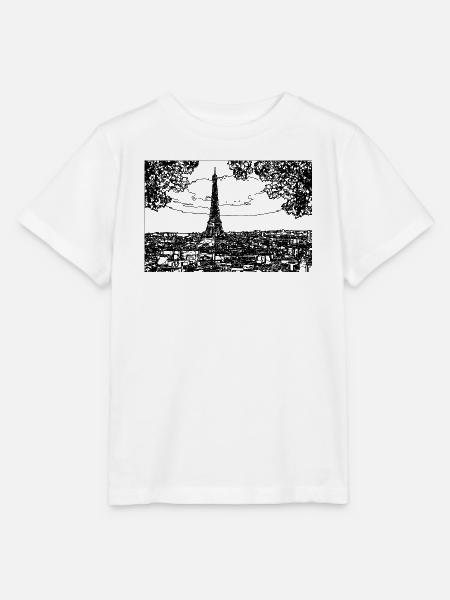 Eiffelturm linienzeichnung - Stanley/Stella Kinder T-Shirt MINI CREATOR - Weiß