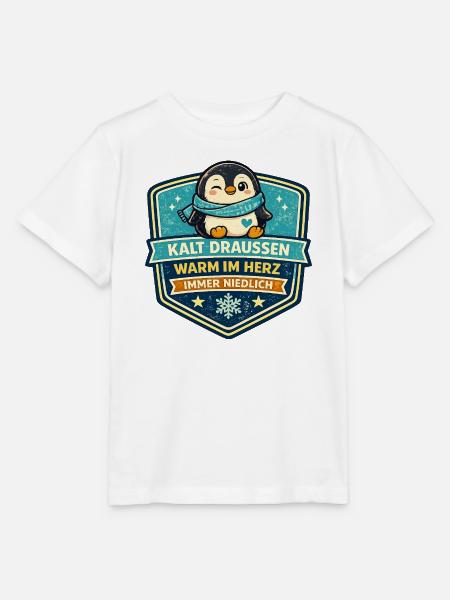 Kalt Draußen Warm Im Herz Pinguin - Stanley/Stella Kinder T-Shirt MINI CREATOR  - Weiß