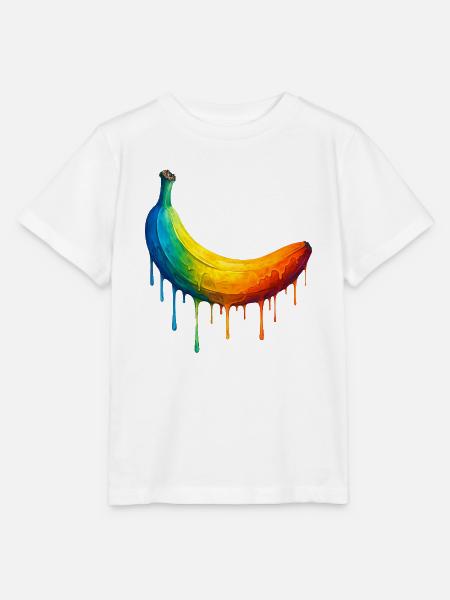 Banane mit buntem Farbverlauf - Stanley/Stella Kinder T-Shirt MINI CREATOR - Weiß