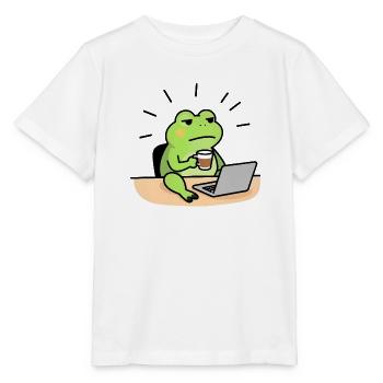 Froschkaffee und Laptop - Stanley/Stella Kinder T-Shirt MINI CREATOR  - Weiß - Vorne - Maike (125cm)