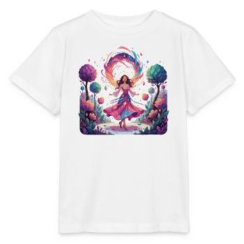 Danse colorée de la princesse dans la danseuse enchantée de la forêt - T-shirt bio MINI CREATOR Stanley/Stella Enfant - blanc - Devant - Maike (125cm)