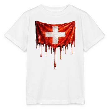 Drapeau suisse dégoulinant - T-shirt bio MINI CREATOR Stanley/Stella Enfant - blanc - Devant - Maike (125cm)