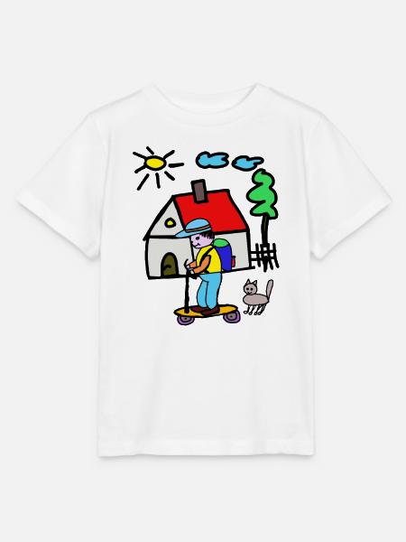 Kleines Haus Abenteuer Skateboard - Stanley/Stella Kinder T-Shirt MINI CREATOR  - Weiß