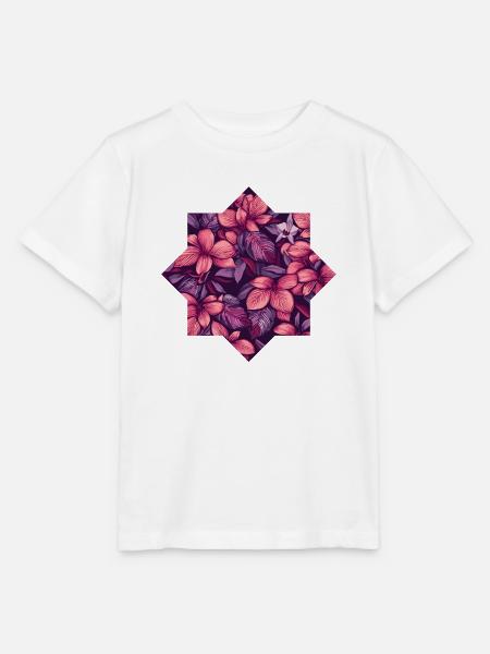 Pink tropisches Blütenmuster - Stanley/Stella Kinder T-Shirt MINI CREATOR  - Weiß