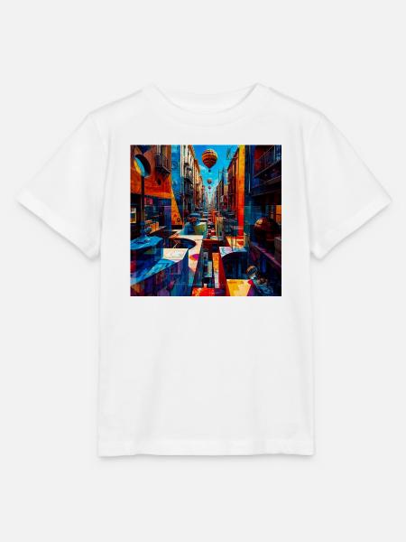 Buntes Straßenlabyrinth mit Luftballons - Stanley/Stella Kinder T-Shirt MINI CREATOR  - Weiß