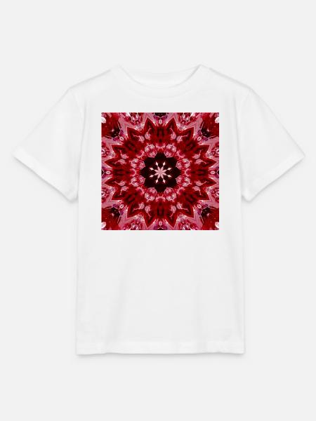 Rotes Mandala Kaleidoskop - Stanley/Stella Kinder T-Shirt MINI CREATOR - Weiß