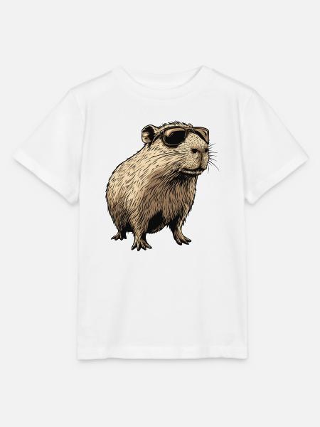 Capybara mit Sonnenbrille - Stanley/Stella Kinder T-Shirt MINI CREATOR - Weiß