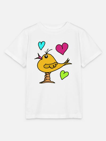 Vogel Herz Comic Vögel lustig - Stanley/Stella Kinder T-Shirt MINI CREATOR - Weiß
