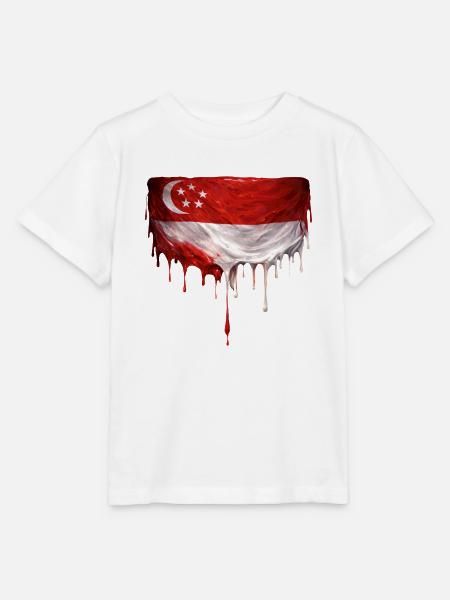 Singapur Flaggen Tropfkunst - Stanley/Stella Kinder T-Shirt MINI CREATOR - Weiß