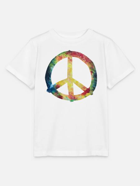 Bunter Peace-Zeichen Tie-Dye - Stanley/Stella Kinder T-Shirt MINI CREATOR - Weiß