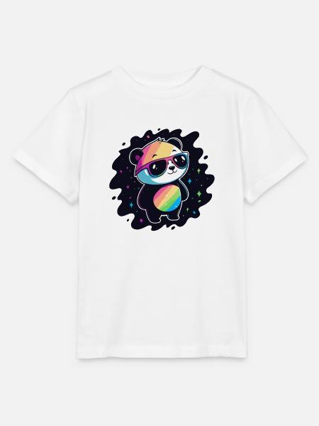 Panda Rainbow Galaxy Coole Brillen - Stanley/Stella Kinder T-Shirt MINI CREATOR - Weiß