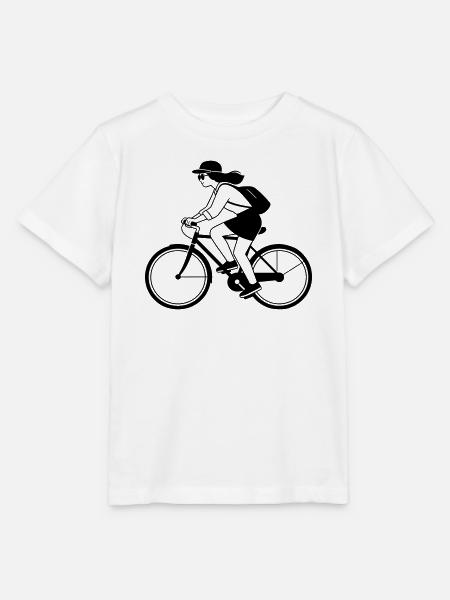 Hipster-Mädchen auf dem Fahrrad - Stanley/Stella Kinder T-Shirt MINI CREATOR - Weiß