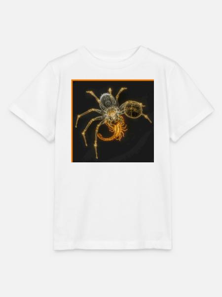 Neon-Spinne mit funky Tails - Stanley/Stella Kinder T-Shirt MINI CREATOR  - Weiß