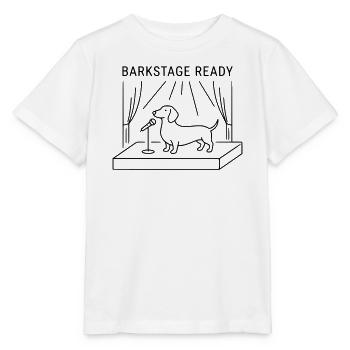 Barkstage Ready Dackel Hund Bühne Festival - Stanley/Stella Kinder T-Shirt MINI CREATOR  - Weiß - Vorne - Maike (125cm)