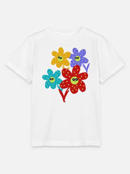 Fröhliche Blumen-Lächeln Blume Retro - Stanley/Stella Kinder T-Shirt MINI CREATOR - Weiß