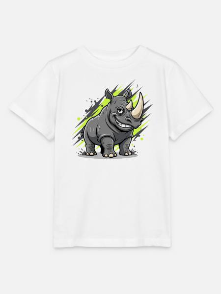 Grinsender Rhino Graffiti Stil - Stanley/Stella Kinder T-Shirt MINI CREATOR  - Weiß