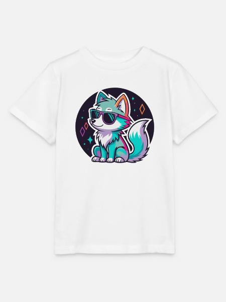 Wolf-Neon-Sonnenbrille - Stanley/Stella Kinder T-Shirt MINI CREATOR  - Weiß
