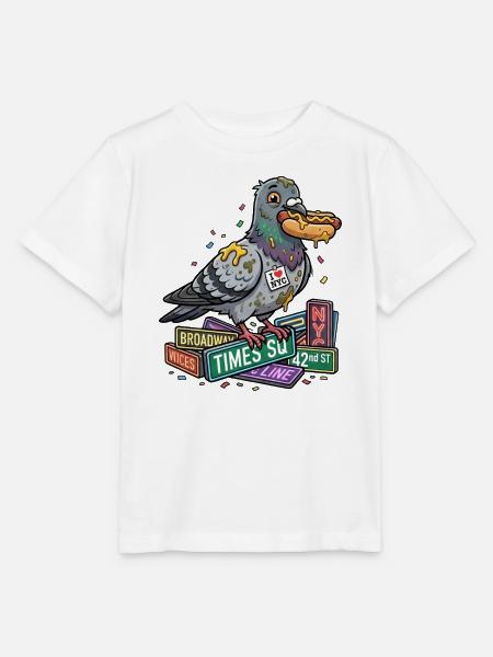 Schlaue Taube auf Bücherstapel - Stanley/Stella Kinder T-Shirt MINI CREATOR - Weiß