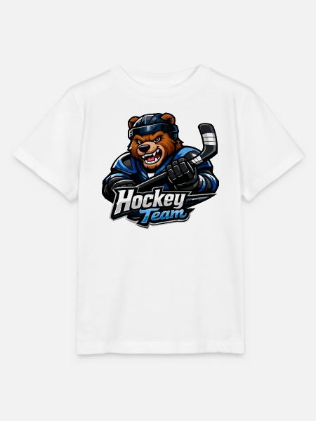 Bär Eishockey Team Maskottchen - Stanley/Stella Kinder T-Shirt MINI CREATOR - Weiß