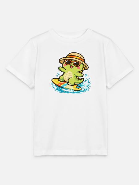 Sonnige Surf-Schildkröte - Stanley/Stella Kinder T-Shirt MINI CREATOR  - Weiß