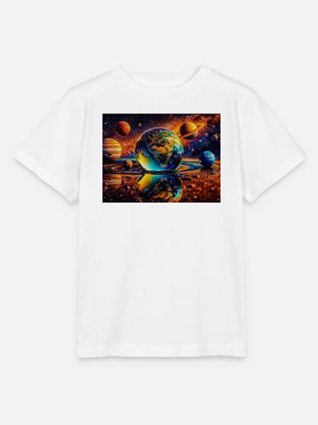 Erde im Weltraumspiegel - Stanley/Stella Kinder T-Shirt MINI CREATOR - Weiß