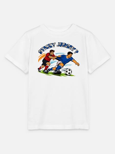 Kampf um den Ball: Fußball-Duell - Stanley/Stella Kinder T-Shirt MINI CREATOR - Weiß