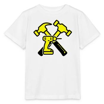 Werkzeug Bohrer Hämmer Gelb - Stanley/Stella Kinder T-Shirt MINI CREATOR  - Weiß - Vorne - Maike (125cm)
