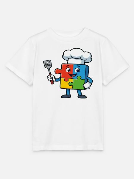 Puzzle Piece Chef Maskottchen - Stanley/Stella Kinder T-Shirt MINI CREATOR - Weiß