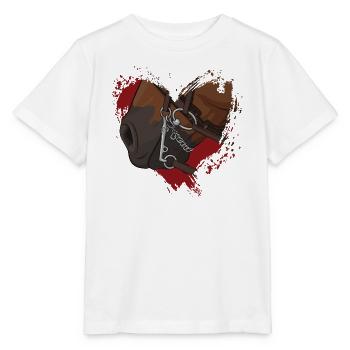 The mouth of a horse with a bit, and a heart - Stanley/Stella MINI CREATOR Kids’ T-Shirt - white - Front - Maike (125cm)