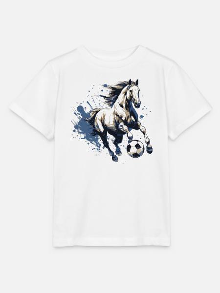 Pferd Fussball Team - Stanley/Stella Kinder T-Shirt MINI CREATOR  - Weiß