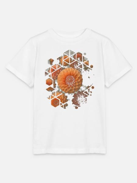 Orangene Dahlie mit Geometrie - Stanley/Stella Kinder T-Shirt MINI CREATOR  - Weiß