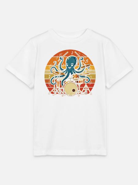 Oktopus Rhythmus Drummer - Stanley/Stella Kinder T-Shirt MINI CREATOR - Weiß