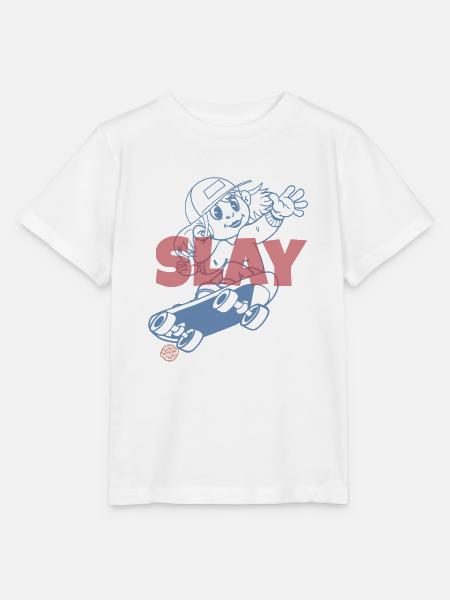 Slay Skateboard - Stanley/Stella Kinder T-Shirt MINI CREATOR - Weiß