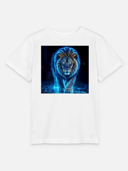 Neonblaue Löwen-Aura - Stanley/Stella Kinder T-Shirt MINI CREATOR  - Weiß