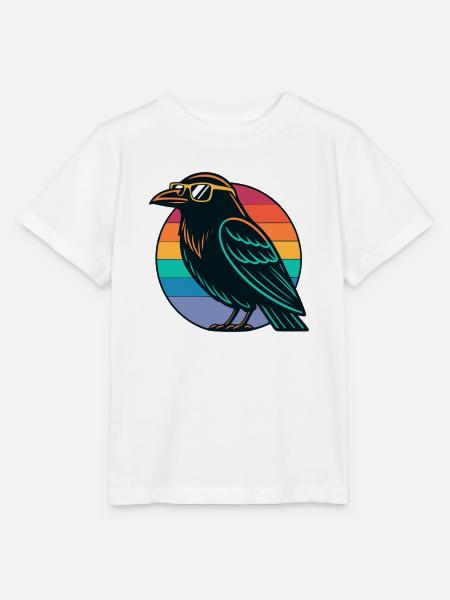 Retro Rainbow Raven - Stanley/Stella Kinder T-Shirt MINI CREATOR - Weiß