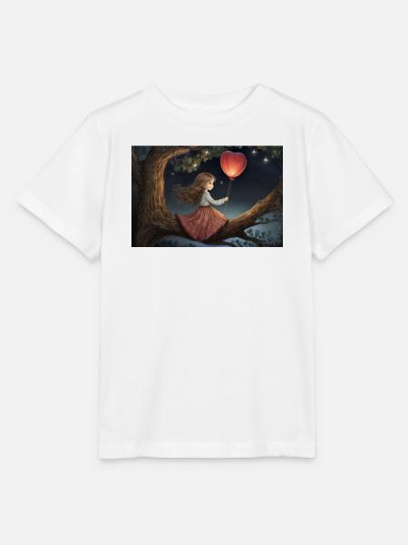 Mädchen mit Herzballon auf einem Ast - Stanley/Stella Kinder T-Shirt MINI CREATOR  - Weiß